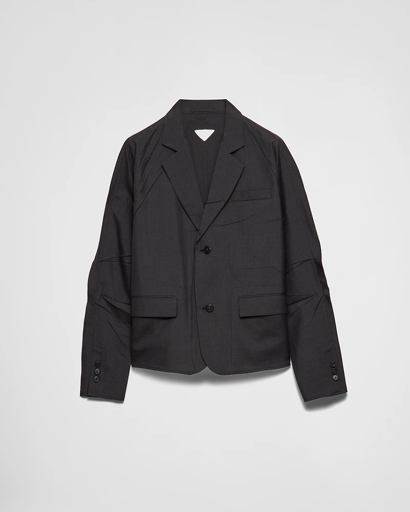 Single-breasted wool and silk jacket