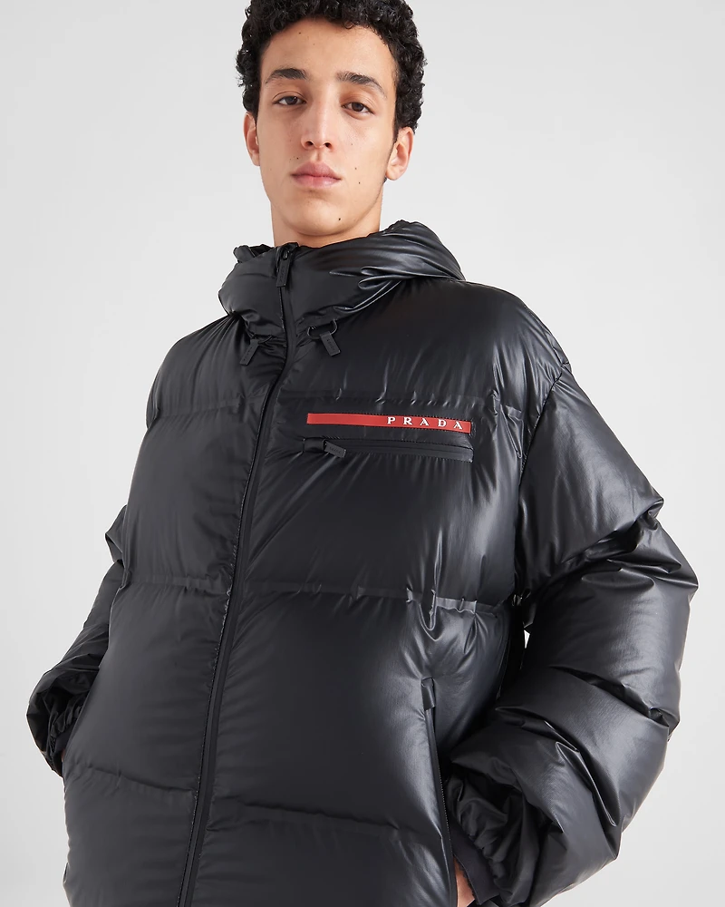 Light Re-Nylon hooded puffer jacket