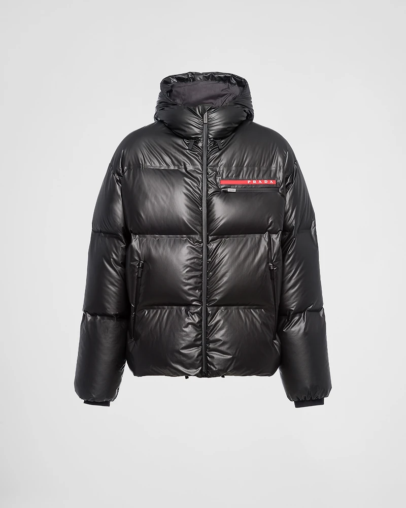 Light Re-Nylon hooded puffer jacket