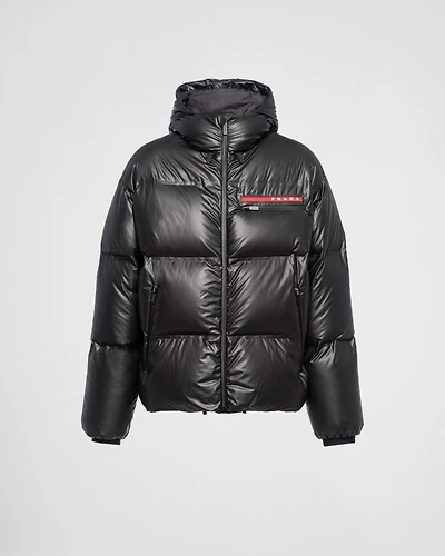 Light Re-Nylon hooded puffer jacket
