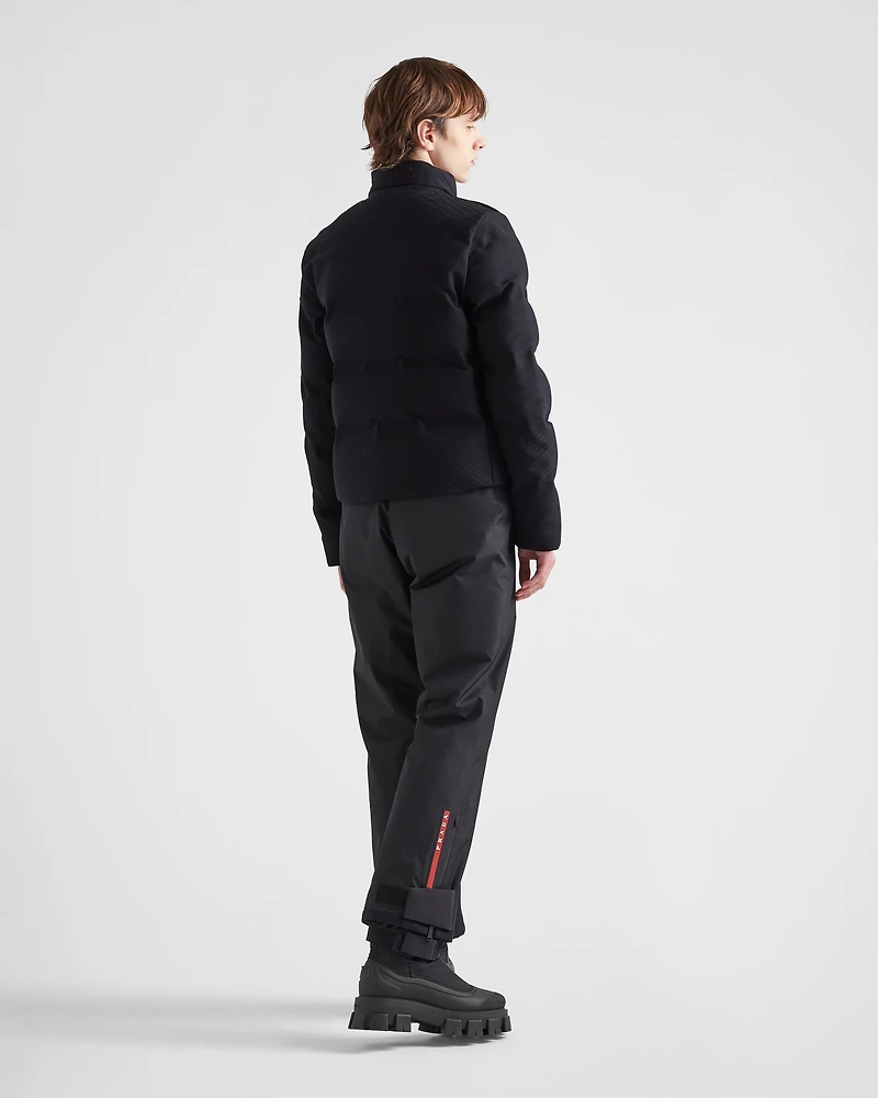 Cropped technical knit puffer jacket
