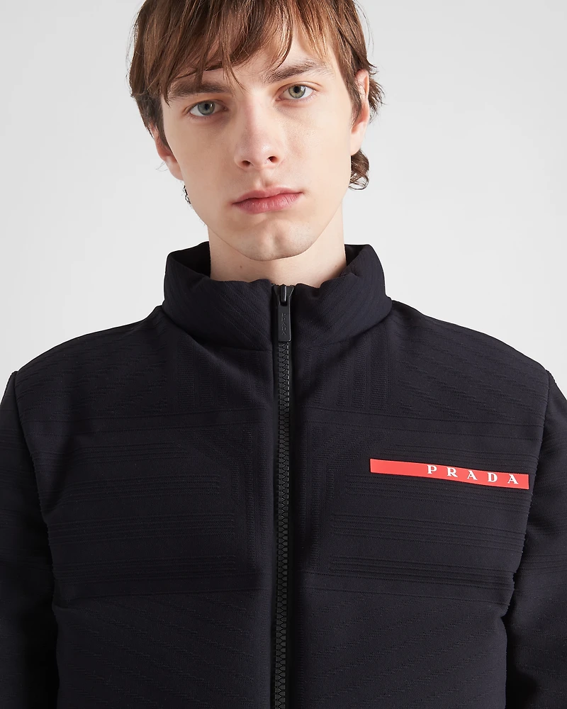 Cropped technical knit puffer jacket