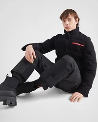 Cropped technical knit puffer jacket