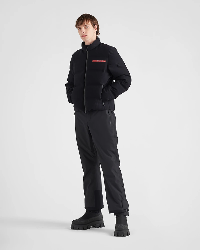Cropped technical knit puffer jacket