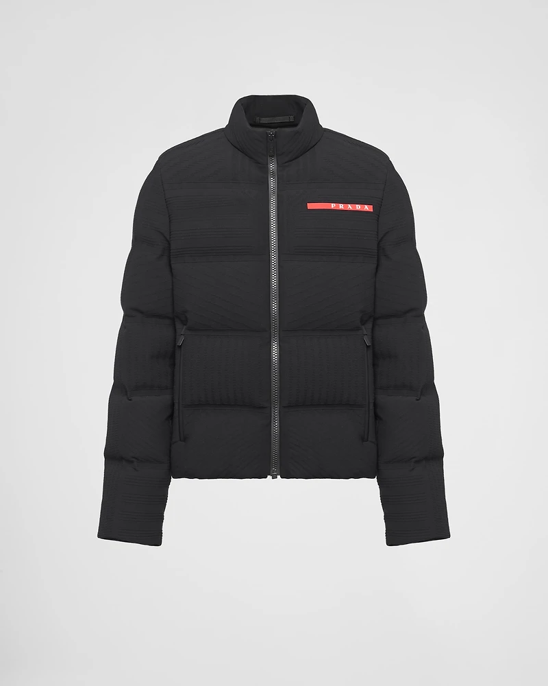 Cropped technical knit puffer jacket
