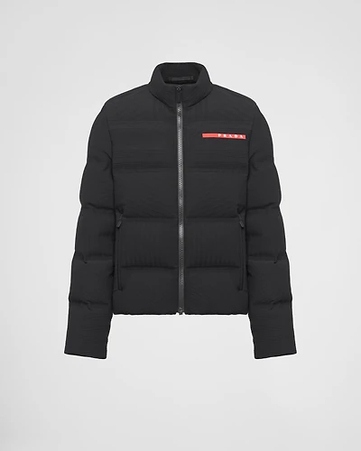 Cropped technical knit puffer jacket