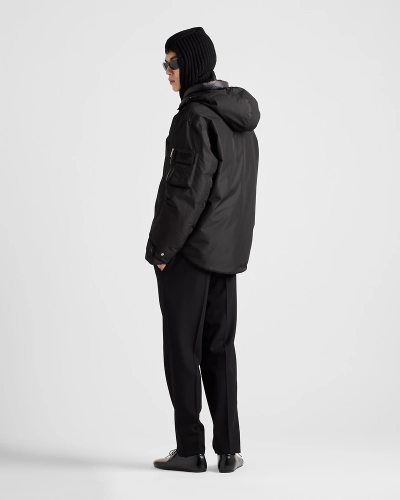Technical fabric down jacket with hood