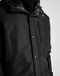 Technical fabric down jacket with hood