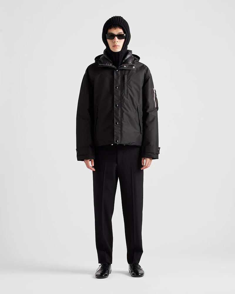 Technical fabric down jacket with hood