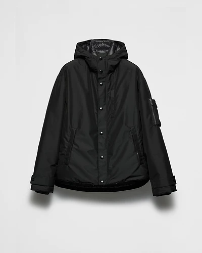 Technical fabric down jacket with hood