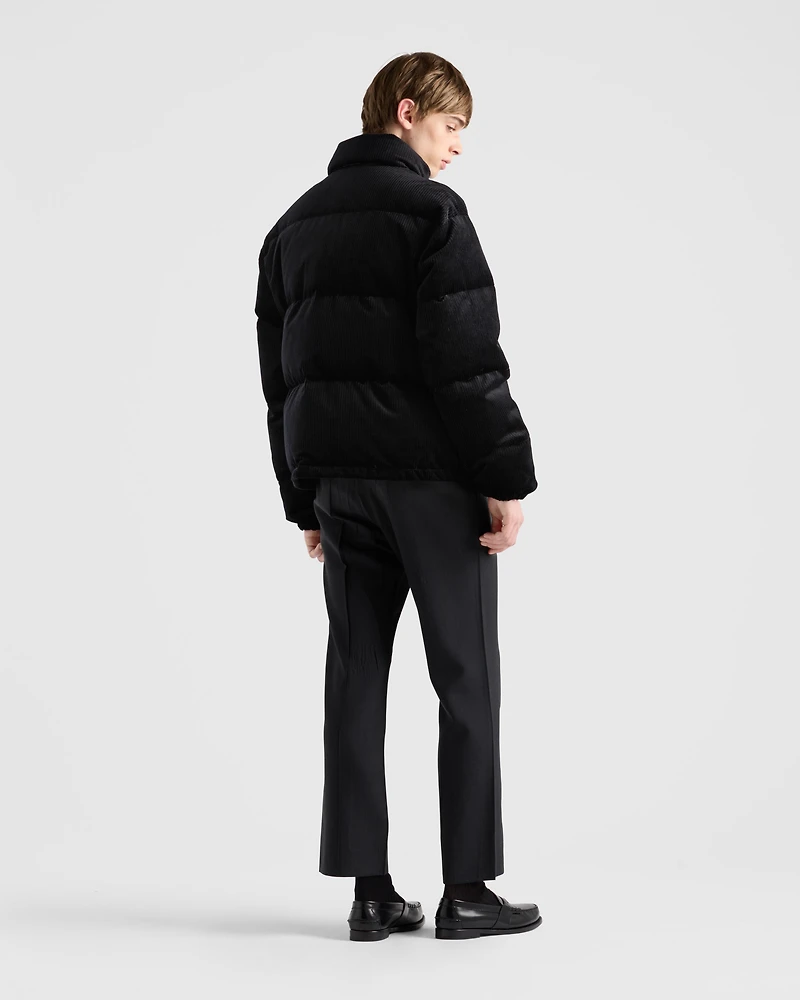 Cropped corduroy down jacket