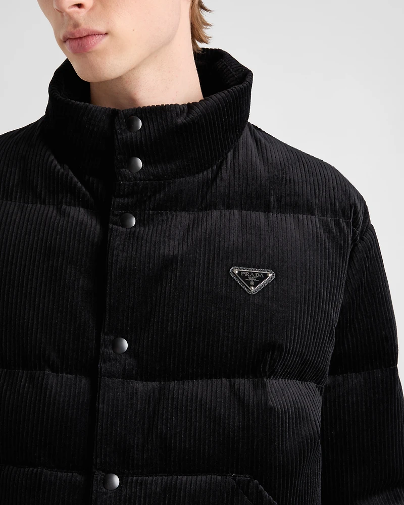 Cropped corduroy down jacket