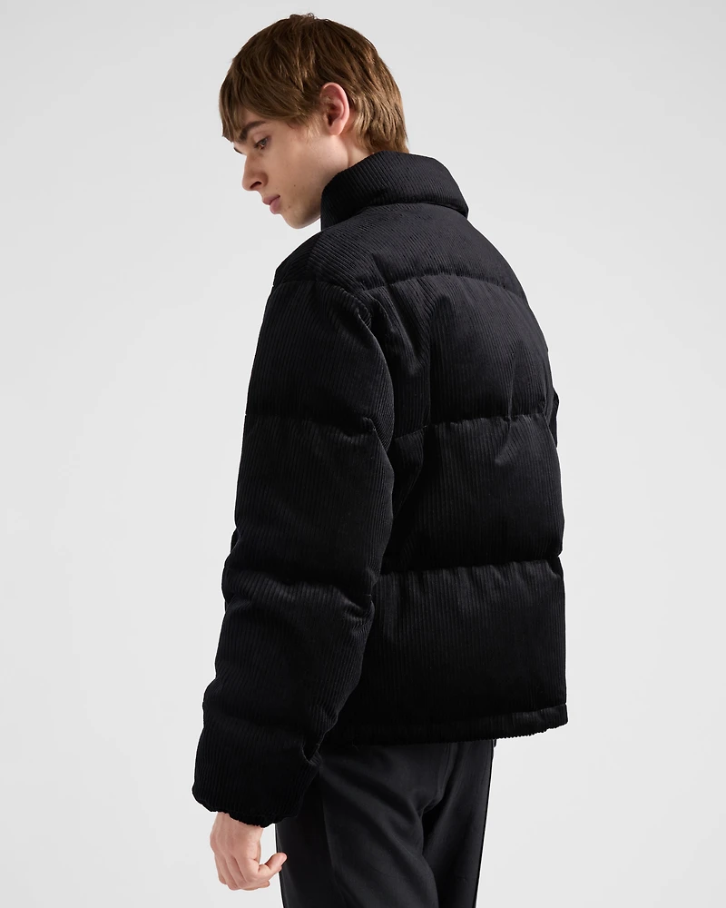 Cropped corduroy down jacket