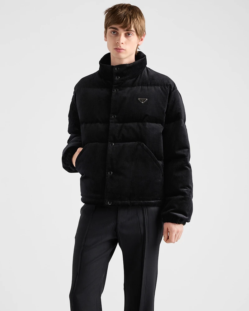 Cropped corduroy down jacket