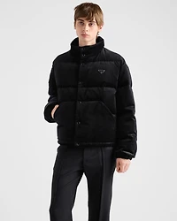 Cropped corduroy down jacket