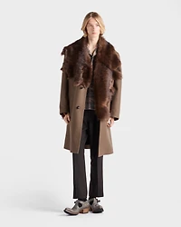 Wool coat with shearling collar