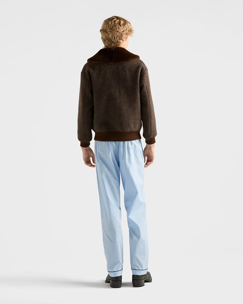 Wool blouson jacket with shearling collar