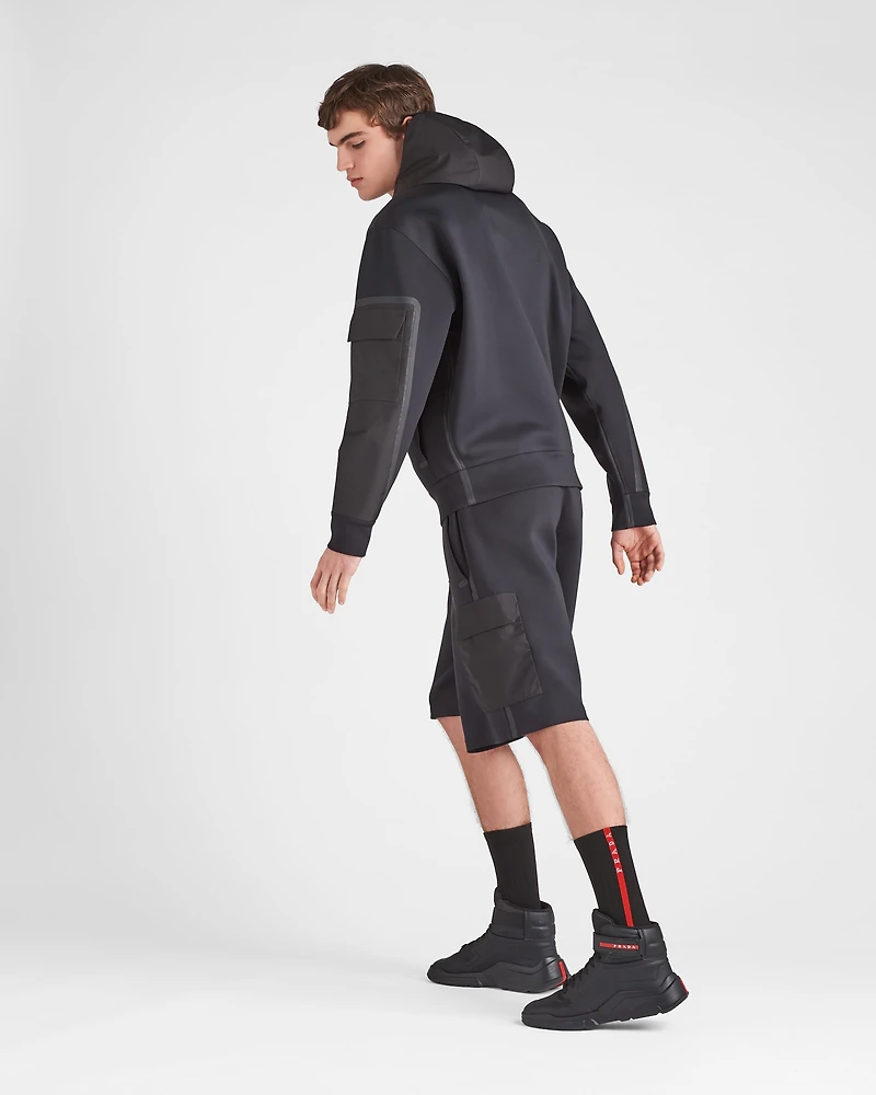 Recycled technical jersey hoodie