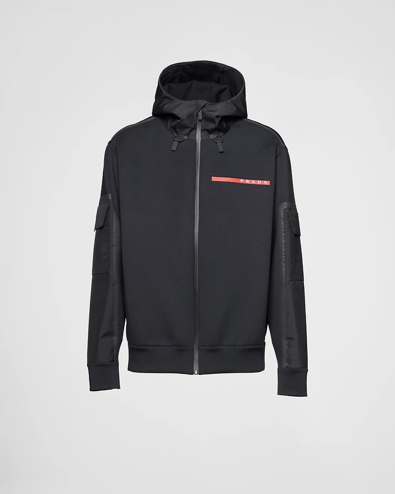 Recycled technical jersey hoodie