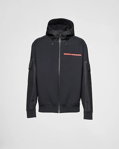 Recycled technical jersey hoodie