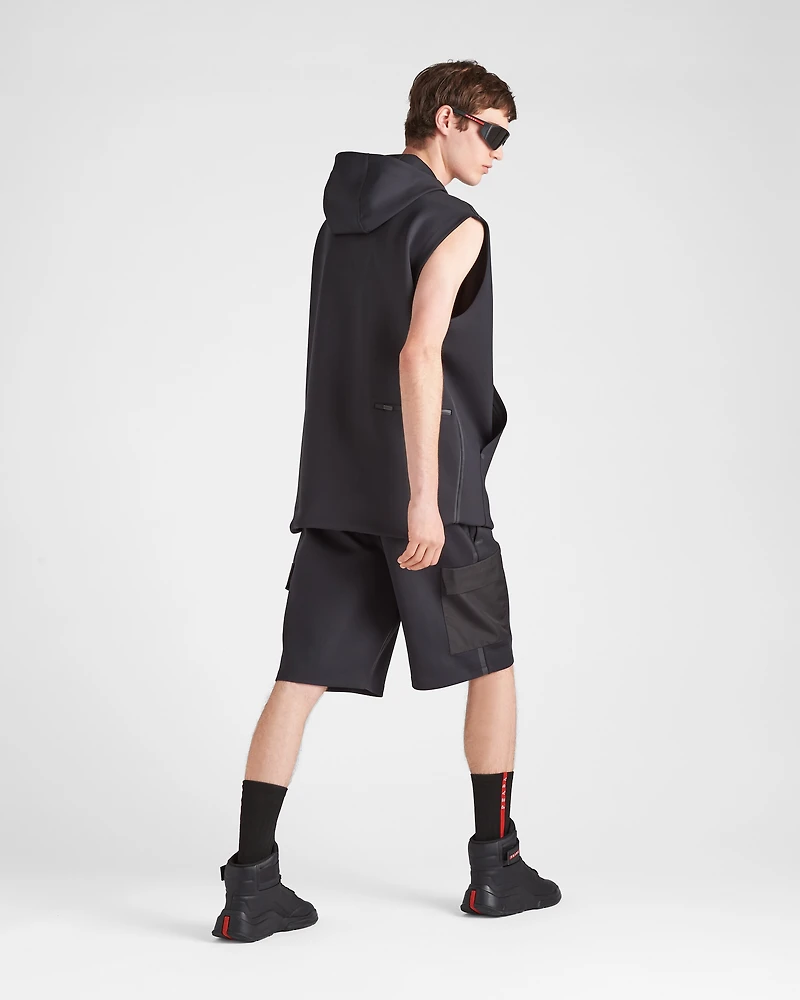 Recycled technical jersey hoodie with heat-sealed tape