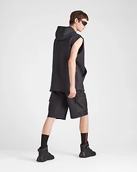 Recycled technical jersey hoodie with heat-sealed tape