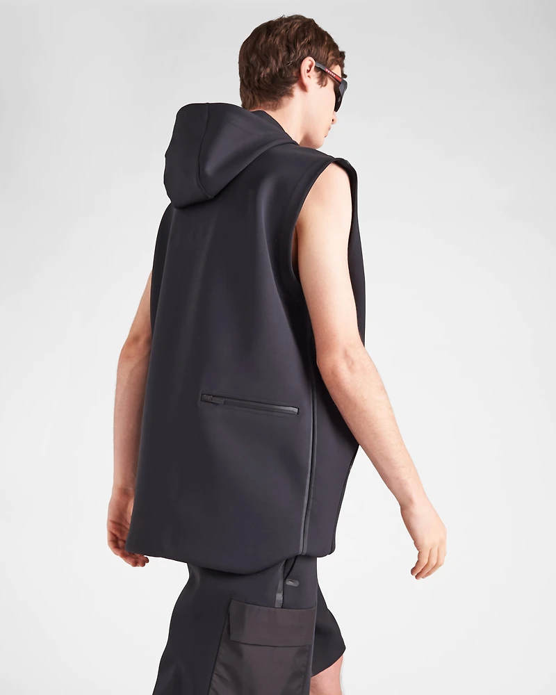 Recycled technical jersey hoodie with heat-sealed tape