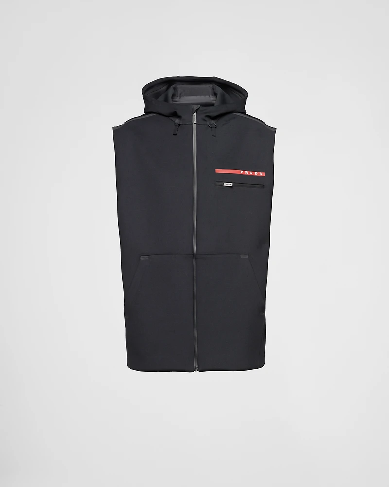 Recycled technical jersey hoodie with heat-sealed tape