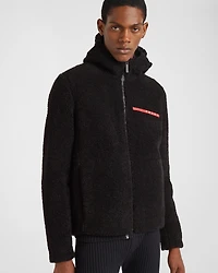 Wool blend fleece cardigan hoodie