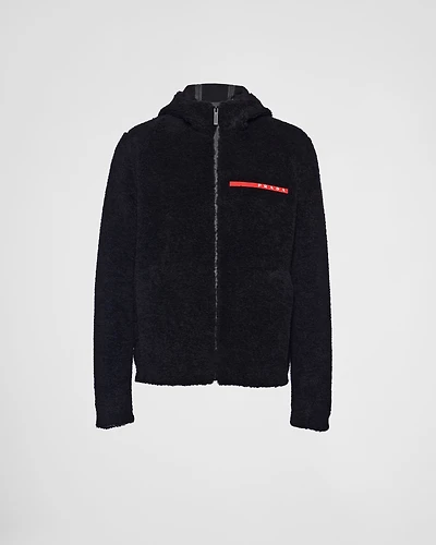Wool blend fleece cardigan hoodie