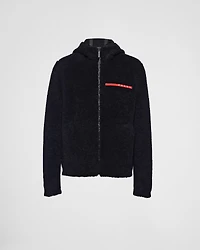 Wool blend fleece cardigan hoodie