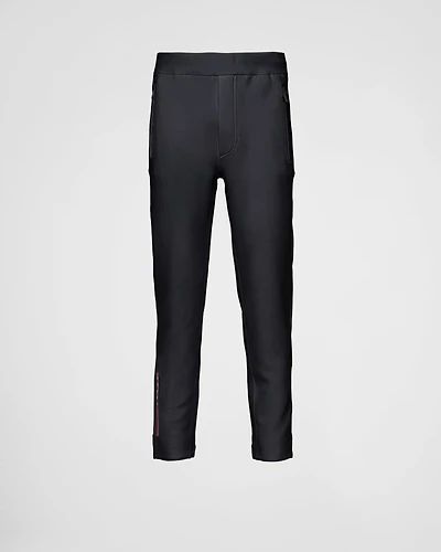 Technical fabric joggers with heat-sealed taped seams