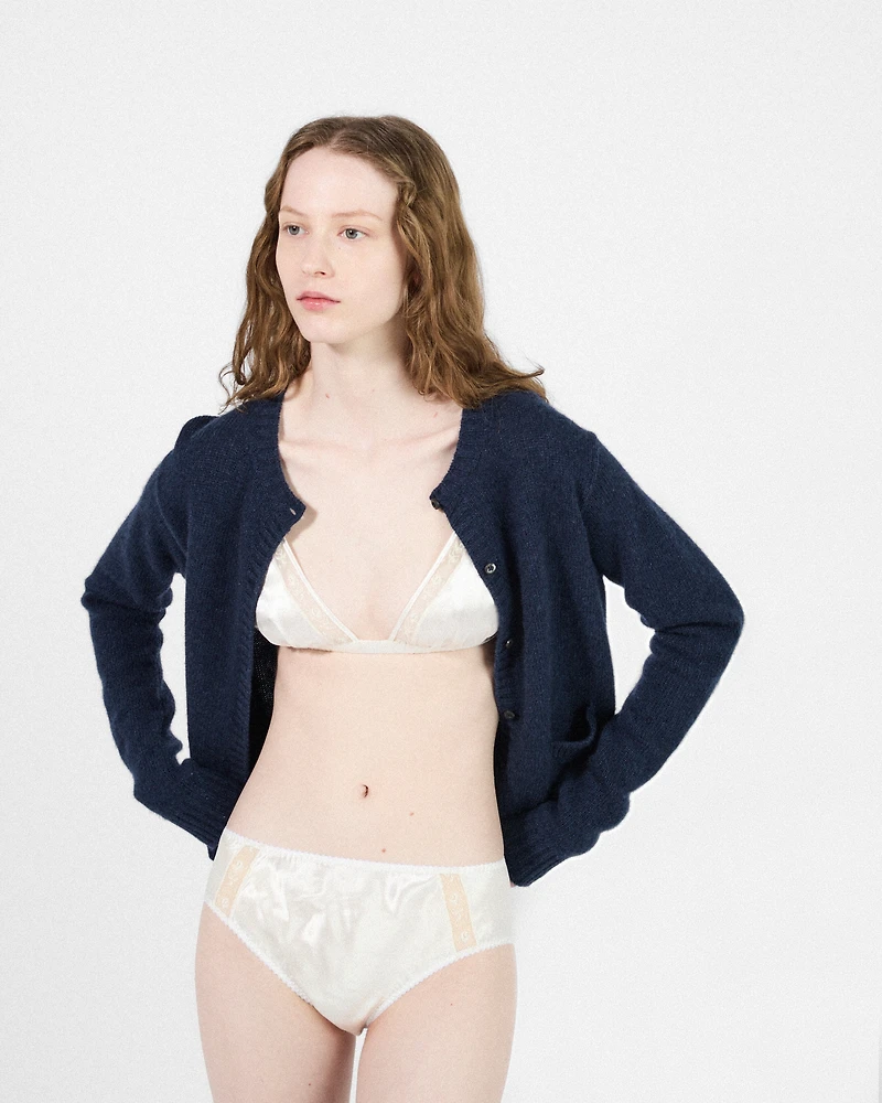 Lace-trimmed satin panty