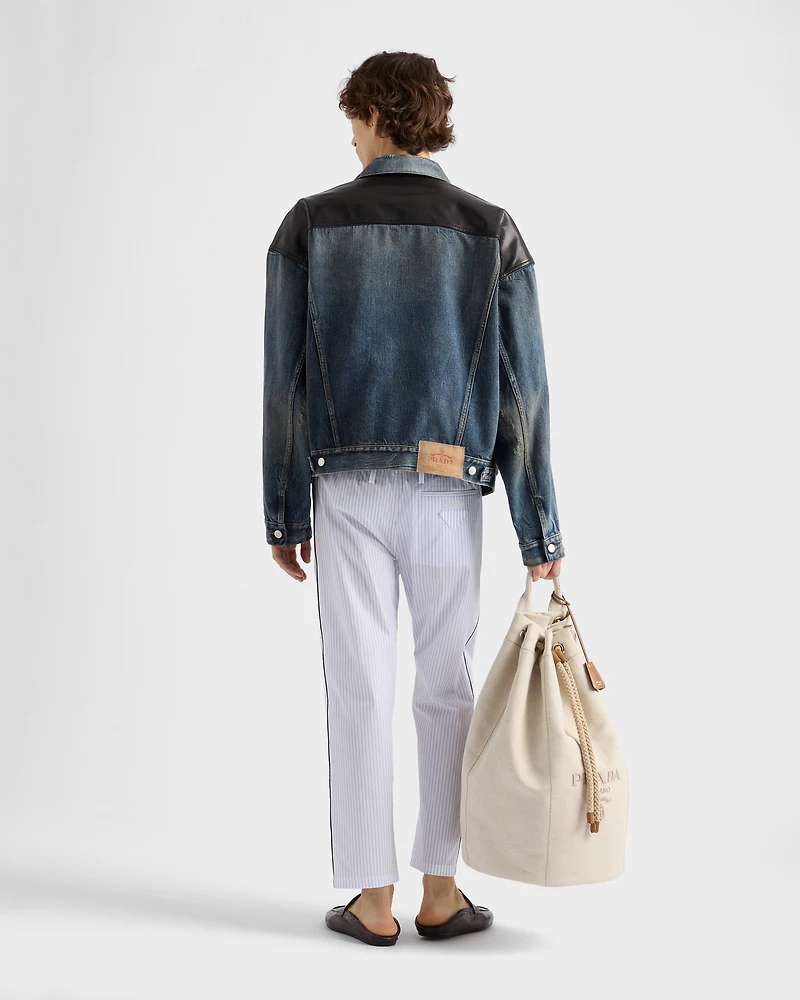 Striped poplin pants