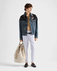 Striped poplin pants