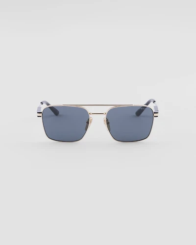 Sunglasses with iconic metal plaque