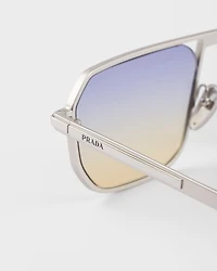 Sunglasses with the iconic metal plaque