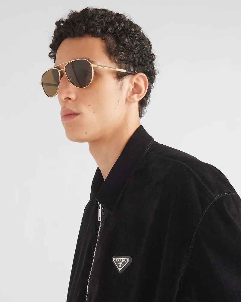 Sunglasses with iconic metal plaque