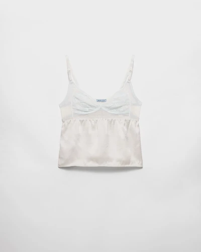 Vintage-look satin and lace top