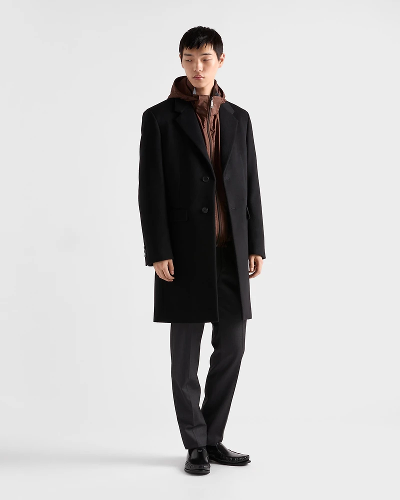Single-breasted wool blend coat