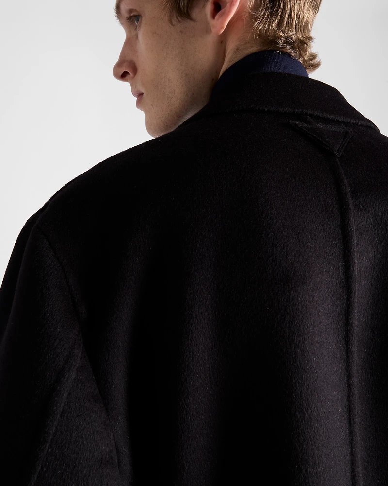 Single-breasted wool, angora and cashgora coat