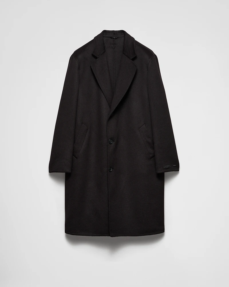 Single-breasted wool, angora and cashgora coat
