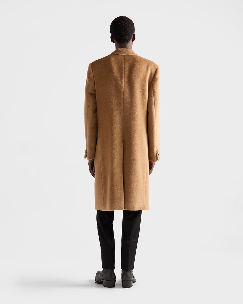 Double-breasted wool blend coat