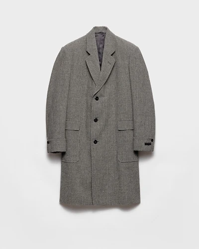 Single-breasted houndstooth check wool coat