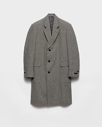 Single-breasted houndstooth check wool coat