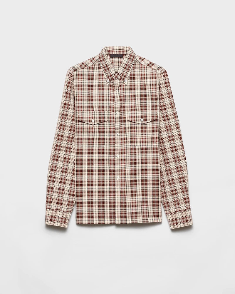 Checked cotton button-down shirt