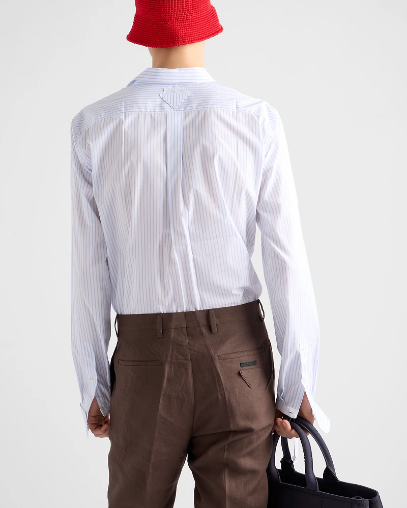 Striped cotton shirt with double collar
