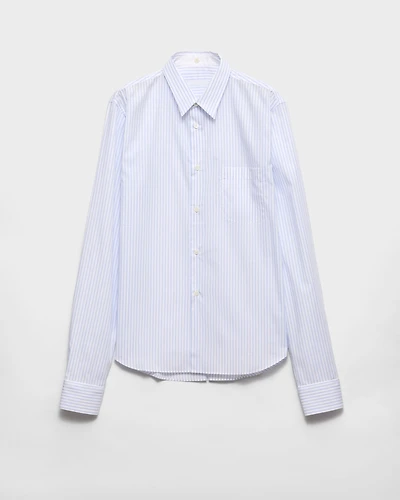 Striped cotton shirt with double collar