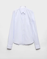 Striped cotton shirt with double collar