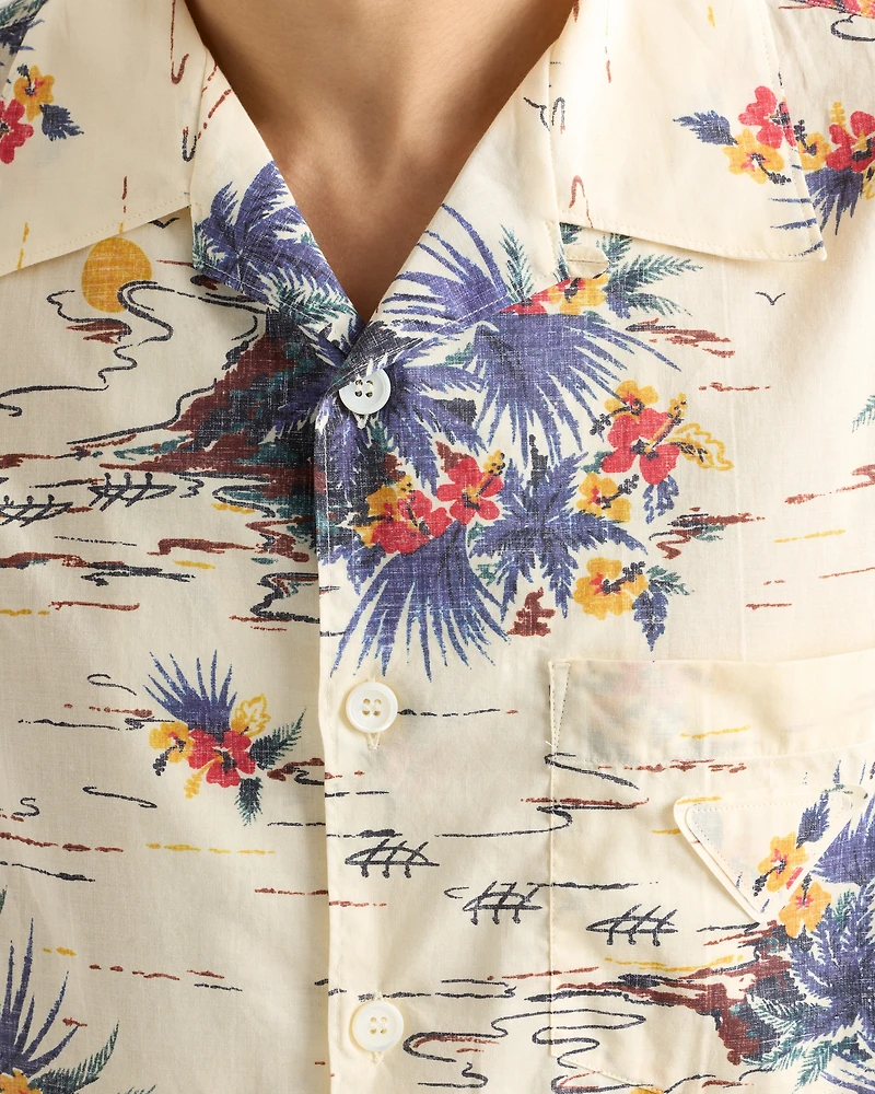 Printed cotton bowling shirt